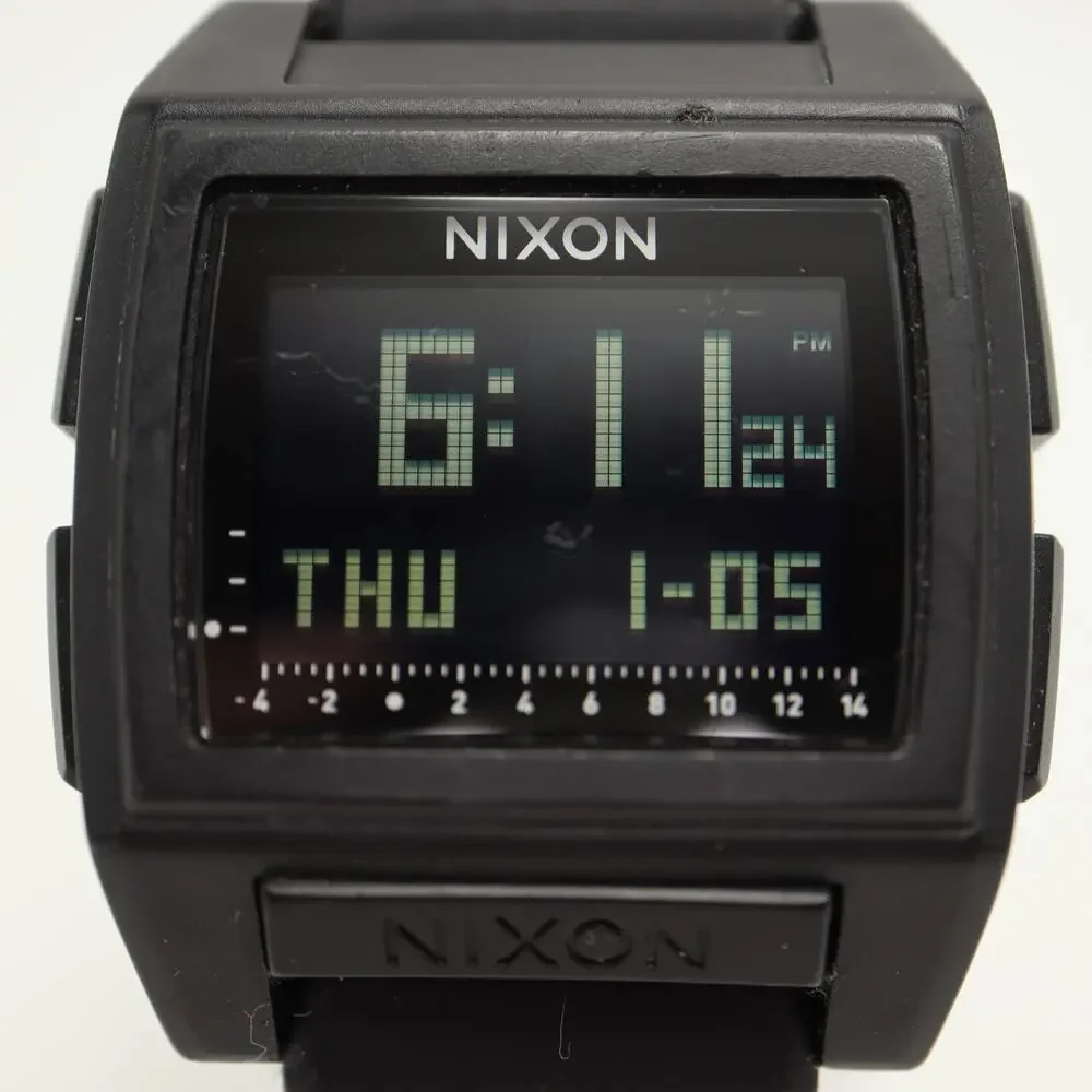 Nixon Base Tide Pro Black 42mm Digital Watch Sunrise Sunset Silicone New Battery